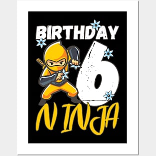 6th Birthday Gift Ninja 6 Years Old Boy Posters and Art